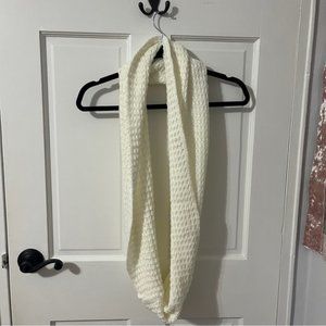 white knit circle infinity scarf
